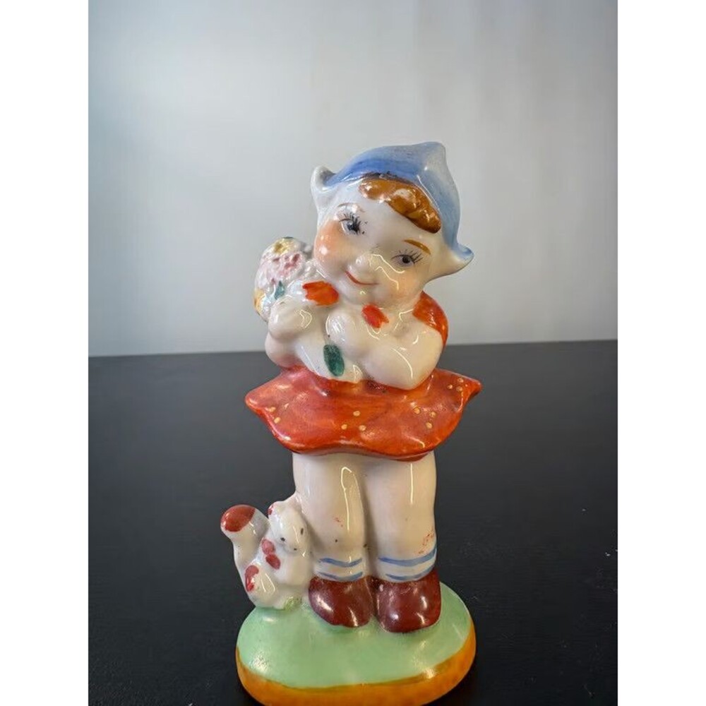 Vintage Japan Child with Cats Figurine Hand Painted Ceramic 4 in